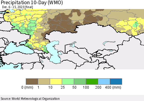 Russian Federation Precipitation 10-Day (WMO) Thematic Map For 12/6/2023 - 12/15/2023