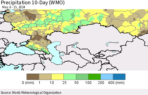 Russian Federation Precipitation 10-Day (WMO) Thematic Map For 5/6/2024 - 5/15/2024