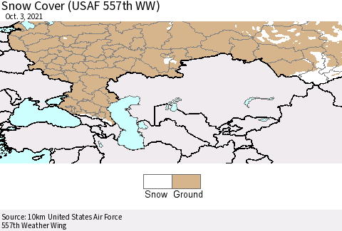 Russian Federation Snow Cover (USAF 557th WW) Thematic Map For 9/27/2021 - 10/3/2021