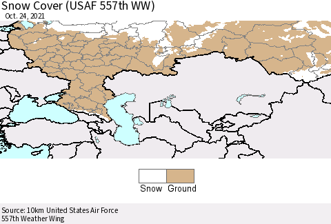 Russian Federation Snow Cover (USAF 557th WW) Thematic Map For 10/18/2021 - 10/24/2021