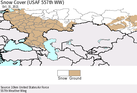 Russian Federation Snow Cover (USAF 557th WW) Thematic Map For 10/25/2021 - 10/31/2021