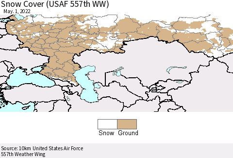 Russian Federation Snow Cover (USAF 557th WW) Thematic Map For 4/25/2022 - 5/1/2022