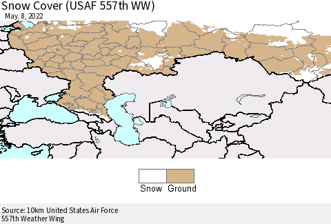 Russian Federation Snow Cover (USAF 557th WW) Thematic Map For 5/2/2022 - 5/8/2022