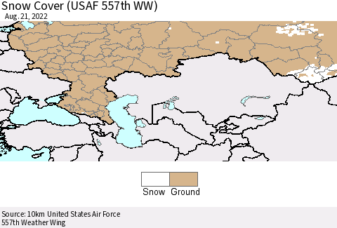 Russian Federation Snow Cover (USAF 557th WW) Thematic Map For 8/15/2022 - 8/21/2022
