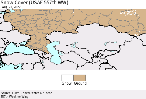 Russian Federation Snow Cover (USAF 557th WW) Thematic Map For 8/22/2022 - 8/28/2022