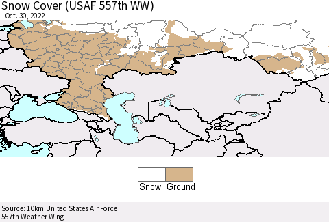 Russian Federation Snow Cover (USAF 557th WW) Thematic Map For 10/24/2022 - 10/30/2022