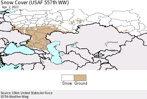 Russian Federation Snow Cover (USAF 557th WW) Thematic Map For 3/27/2023 - 4/2/2023