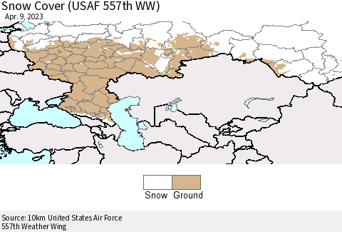 Russian Federation Snow Cover (USAF 557th WW) Thematic Map For 4/3/2023 - 4/9/2023