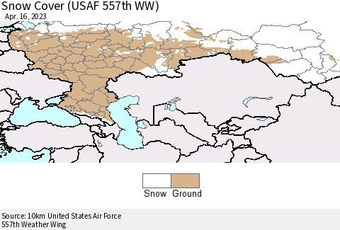 Russian Federation Snow Cover (USAF 557th WW) Thematic Map For 4/10/2023 - 4/16/2023