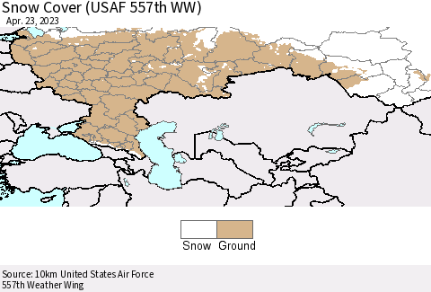 Russian Federation Snow Cover (USAF 557th WW) Thematic Map For 4/17/2023 - 4/23/2023
