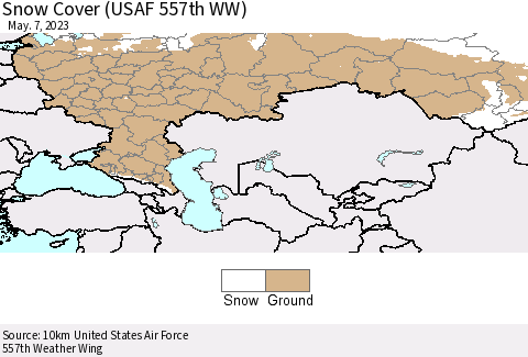Russian Federation Snow Cover (USAF 557th WW) Thematic Map For 5/1/2023 - 5/7/2023