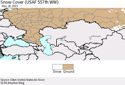 Russian Federation Snow Cover (USAF 557th WW) Thematic Map For 5/22/2023 - 5/28/2023