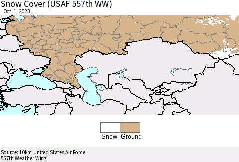 Russian Federation Snow Cover (USAF 557th WW) Thematic Map For 9/25/2023 - 10/1/2023