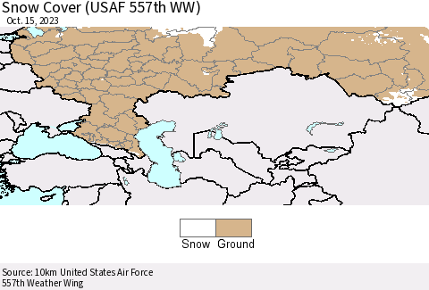 Russian Federation Snow Cover (USAF 557th WW) Thematic Map For 10/9/2023 - 10/15/2023