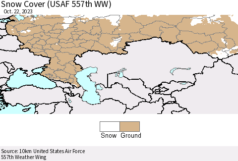 Russian Federation Snow Cover (USAF 557th WW) Thematic Map For 10/16/2023 - 10/22/2023