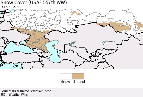 Russian Federation Snow Cover (USAF 557th WW) Thematic Map For 10/23/2023 - 10/29/2023