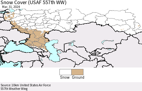 Russian Federation Snow Cover (USAF 557th WW) Thematic Map For 3/25/2024 - 3/31/2024