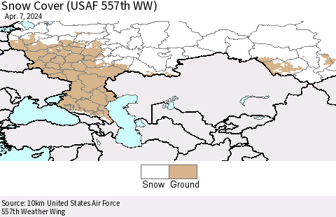 Russian Federation Snow Cover (USAF 557th WW) Thematic Map For 4/1/2024 - 4/7/2024