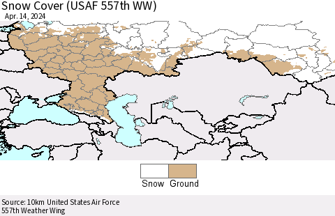 Russian Federation Snow Cover (USAF 557th WW) Thematic Map For 4/8/2024 - 4/14/2024