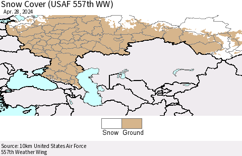Russian Federation Snow Cover (USAF 557th WW) Thematic Map For 4/22/2024 - 4/28/2024