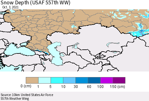 Russian Federation Snow Depth (USAF 557th WW) Thematic Map For 9/27/2021 - 10/3/2021