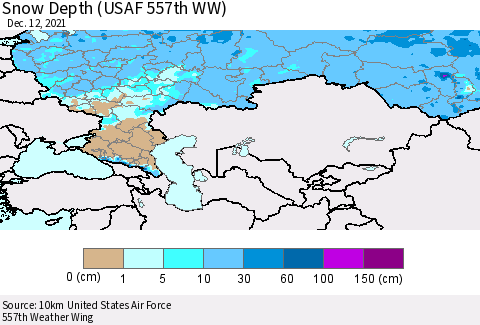 Russian Federation Snow Depth (USAF 557th WW) Thematic Map For 12/6/2021 - 12/12/2021