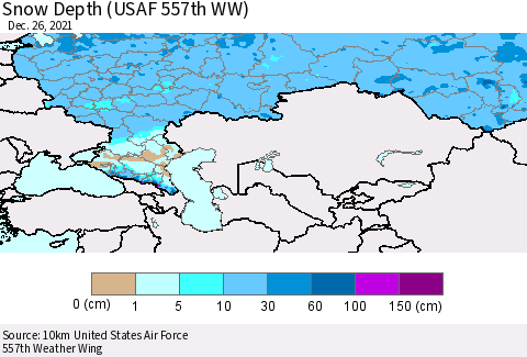 Russian Federation Snow Depth (USAF 557th WW) Thematic Map For 12/20/2021 - 12/26/2021