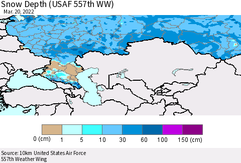 Russian Federation Snow Depth (USAF 557th WW) Thematic Map For 3/14/2022 - 3/20/2022