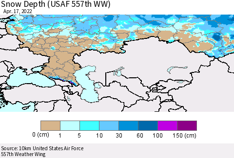 Russian Federation Snow Depth (USAF 557th WW) Thematic Map For 4/11/2022 - 4/17/2022