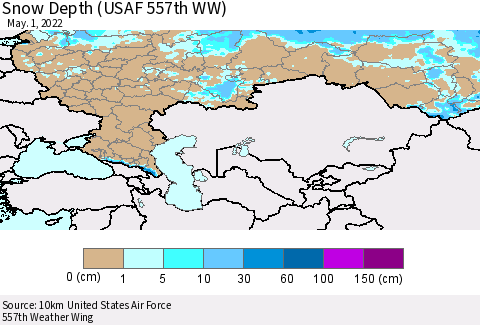 Russian Federation Snow Depth (USAF 557th WW) Thematic Map For 4/25/2022 - 5/1/2022