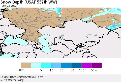 Russian Federation Snow Depth (USAF 557th WW) Thematic Map For 10/17/2022 - 10/23/2022
