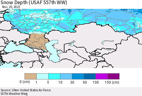 Russian Federation Snow Depth (USAF 557th WW) Thematic Map For 11/14/2022 - 11/20/2022