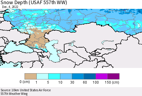 Russian Federation Snow Depth (USAF 557th WW) Thematic Map For 11/28/2022 - 12/4/2022