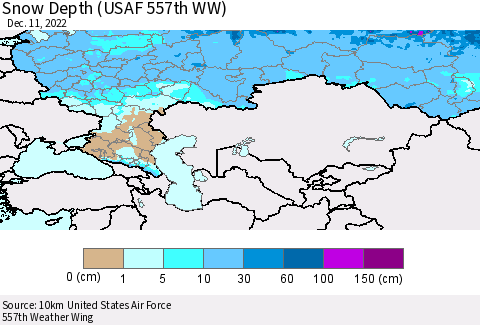 Russian Federation Snow Depth (USAF 557th WW) Thematic Map For 12/5/2022 - 12/11/2022