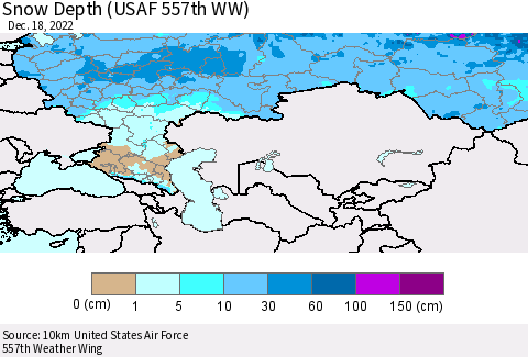Russian Federation Snow Depth (USAF 557th WW) Thematic Map For 12/12/2022 - 12/18/2022