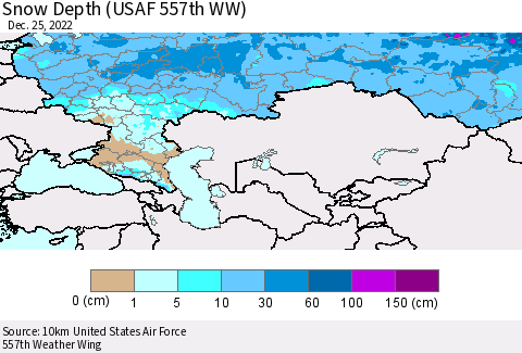 Russian Federation Snow Depth (USAF 557th WW) Thematic Map For 12/19/2022 - 12/25/2022