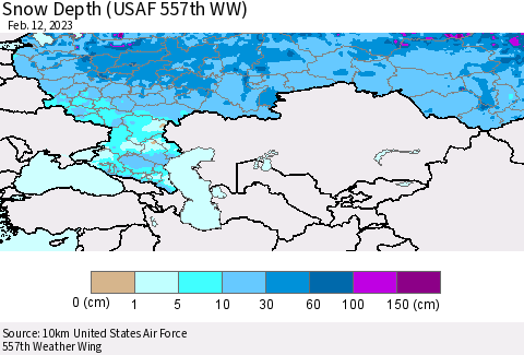 Russian Federation Snow Depth (USAF 557th WW) Thematic Map For 2/6/2023 - 2/12/2023