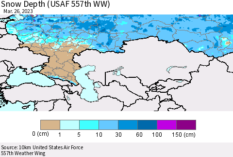 Russian Federation Snow Depth (USAF 557th WW) Thematic Map For 3/20/2023 - 3/26/2023