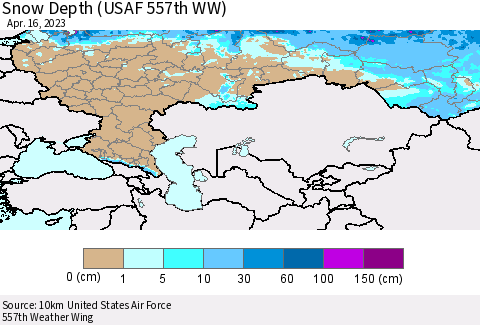 Russian Federation Snow Depth (USAF 557th WW) Thematic Map For 4/10/2023 - 4/16/2023