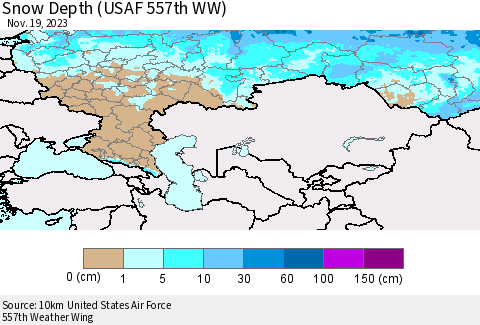 Russian Federation Snow Depth (USAF 557th WW) Thematic Map For 11/13/2023 - 11/19/2023