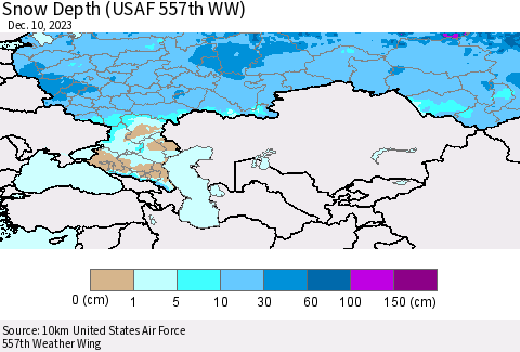 Russian Federation Snow Depth (USAF 557th WW) Thematic Map For 12/4/2023 - 12/10/2023