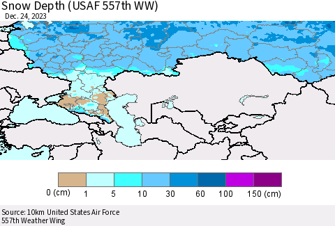 Russian Federation Snow Depth (USAF 557th WW) Thematic Map For 12/18/2023 - 12/24/2023