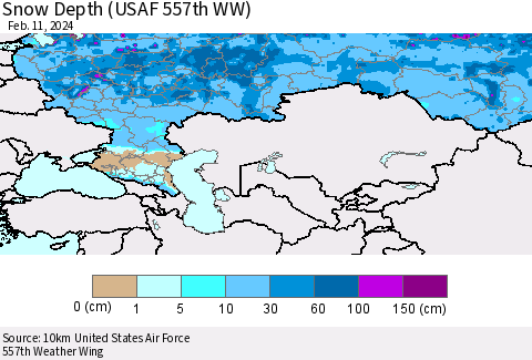 Russian Federation Snow Depth (USAF 557th WW) Thematic Map For 2/5/2024 - 2/11/2024