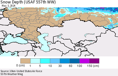 Russian Federation Snow Depth (USAF 557th WW) Thematic Map For 4/29/2024 - 5/5/2024