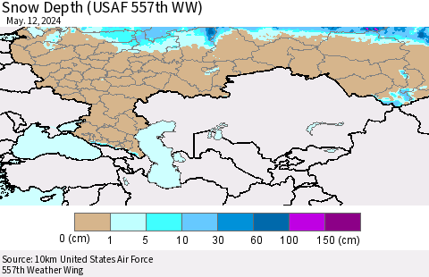 Russian Federation Snow Depth (USAF 557th WW) Thematic Map For 5/6/2024 - 5/12/2024