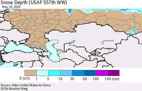 Russian Federation Snow Depth (USAF 557th WW) Thematic Map For 5/13/2024 - 5/19/2024