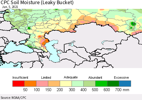 Russian Federation CPC Soil Moisture (Leaky Bucket) Thematic Map For 6/1/2021 - 6/5/2021