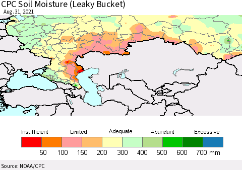 Russian Federation CPC Soil Moisture (Leaky Bucket) Thematic Map For 8/26/2021 - 8/31/2021