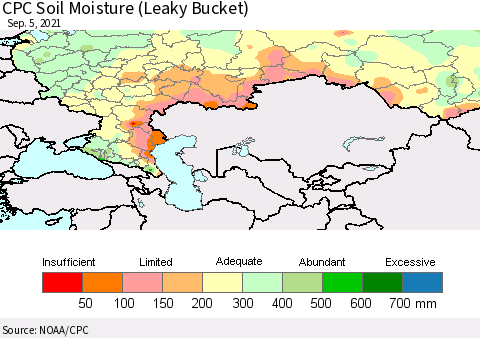 Russian Federation CPC Soil Moisture (Leaky Bucket) Thematic Map For 9/1/2021 - 9/5/2021
