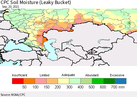Russian Federation CPC Soil Moisture (Leaky Bucket) Thematic Map For 9/16/2021 - 9/20/2021
